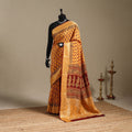 Orange - natural dyed dola silk bagh saree with zari border