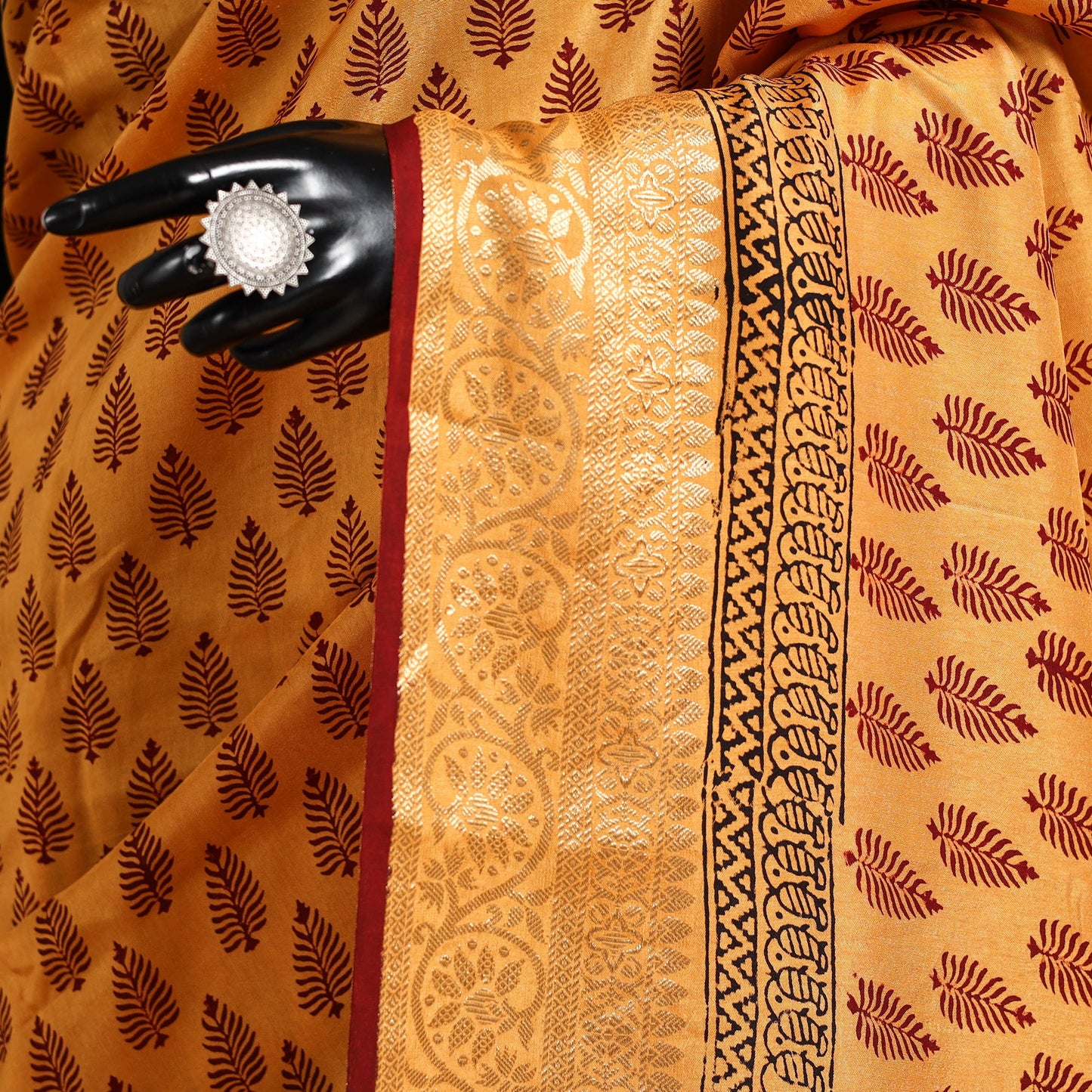Orange - natural dyed dola silk bagh saree with zari border