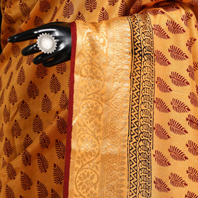 Orange - natural dyed dola silk bagh saree with zari border
