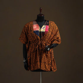 Natural dyed hand block bagh print patchwork cotton kaftan