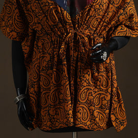 Natural dyed hand block bagh print patchwork cotton kaftan