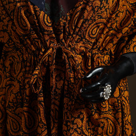 Natural dyed hand block bagh print patchwork cotton kaftan
