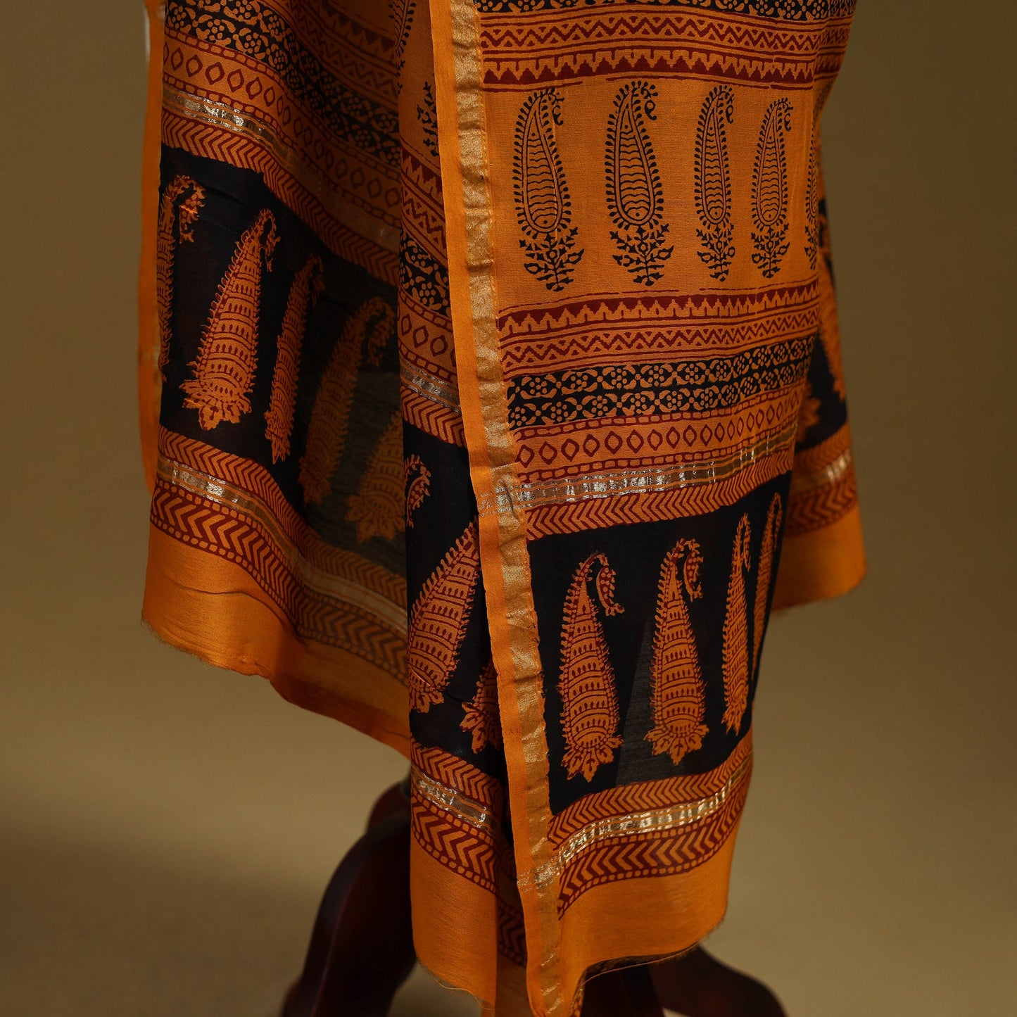 Orange - natural dyed hand chanderi silk bagh dupatta 22