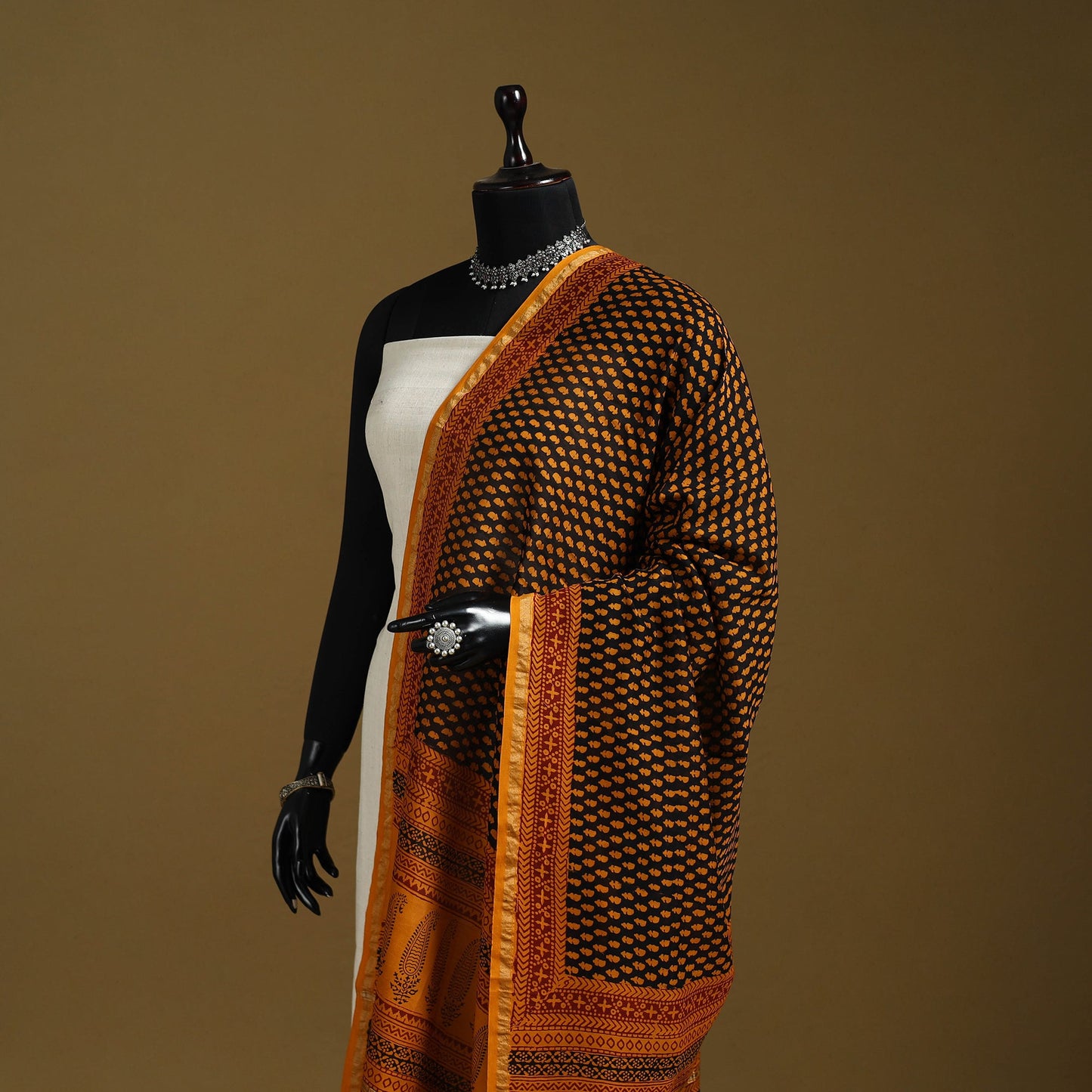 Orange - natural dyed hand chanderi silk bagh dupatta 22