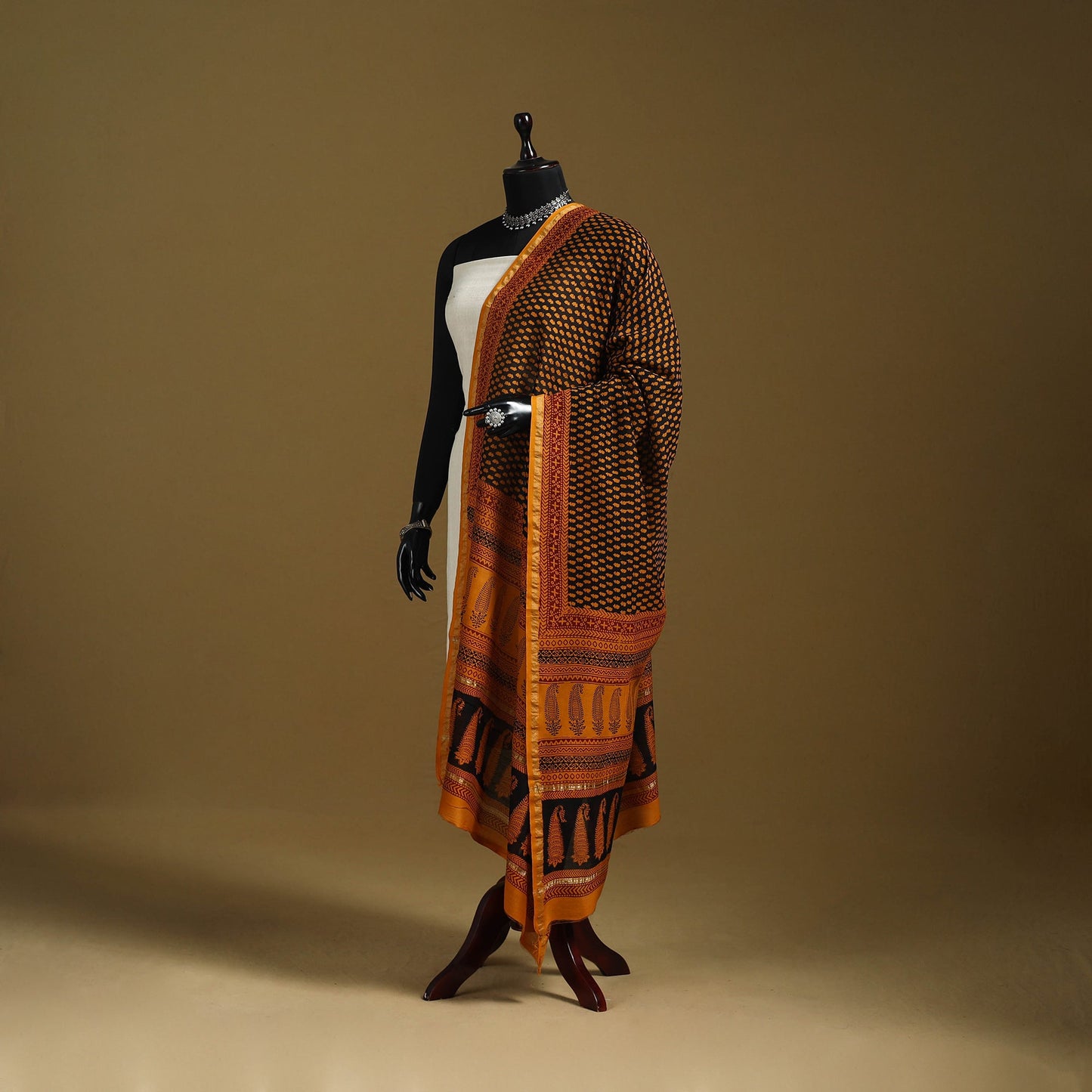 Orange - natural dyed hand chanderi silk bagh dupatta 22