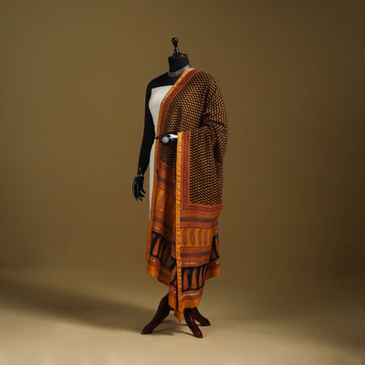 Orange - natural dyed hand chanderi silk bagh dupatta 22