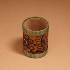 Orange - natural dyed handpainted kalamkari pen stand 01