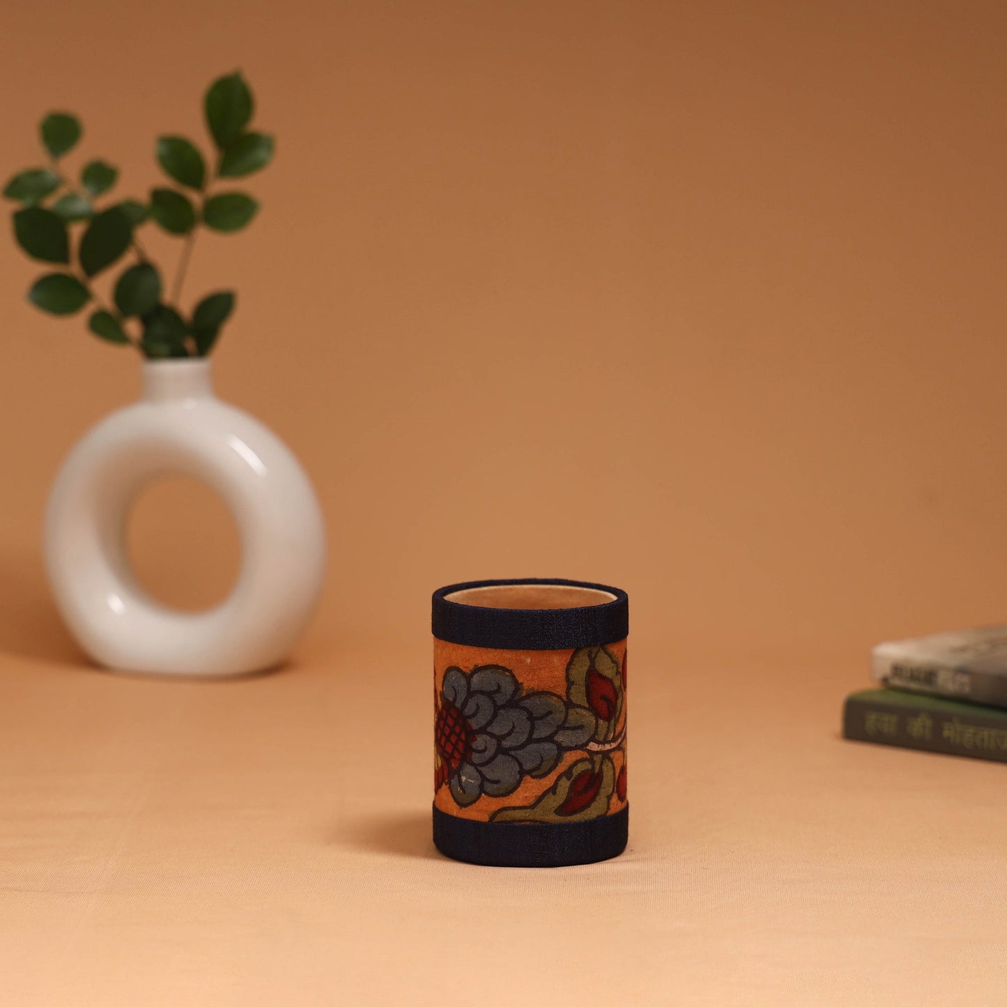 Natural dyed handpainted kalamkari pen stand 29