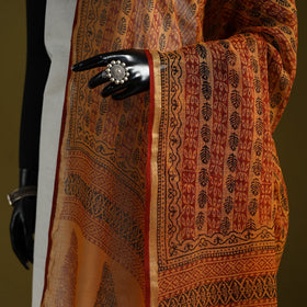 Natural dyed kota doria cotton hand block bagh print