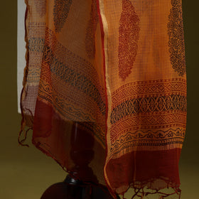 Natural dyed kota doria cotton hand block bagh print