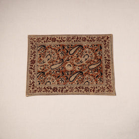 Orange - natural dyed pedana kalamkari cotton table mat 08