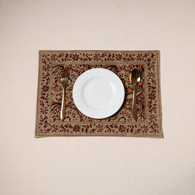 Orange - natural dyed pedana kalamkari cotton table mat 08