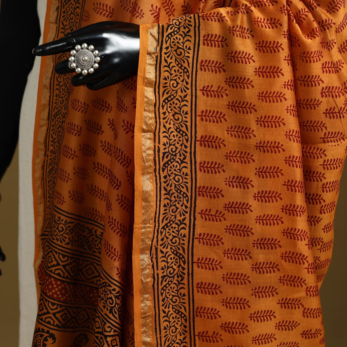 Orange - natural dyed printed chanderi silk bagh dupatta 26