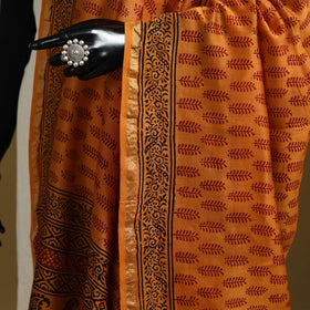Orange - natural dyed printed chanderi silk bagh dupatta 26