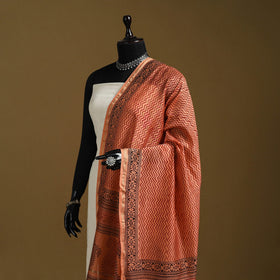 Orange - natural dyed printed chanderi silk bagh dupatta 27