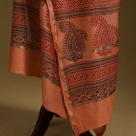 Orange - natural dyed printed chanderi silk bagh dupatta 27