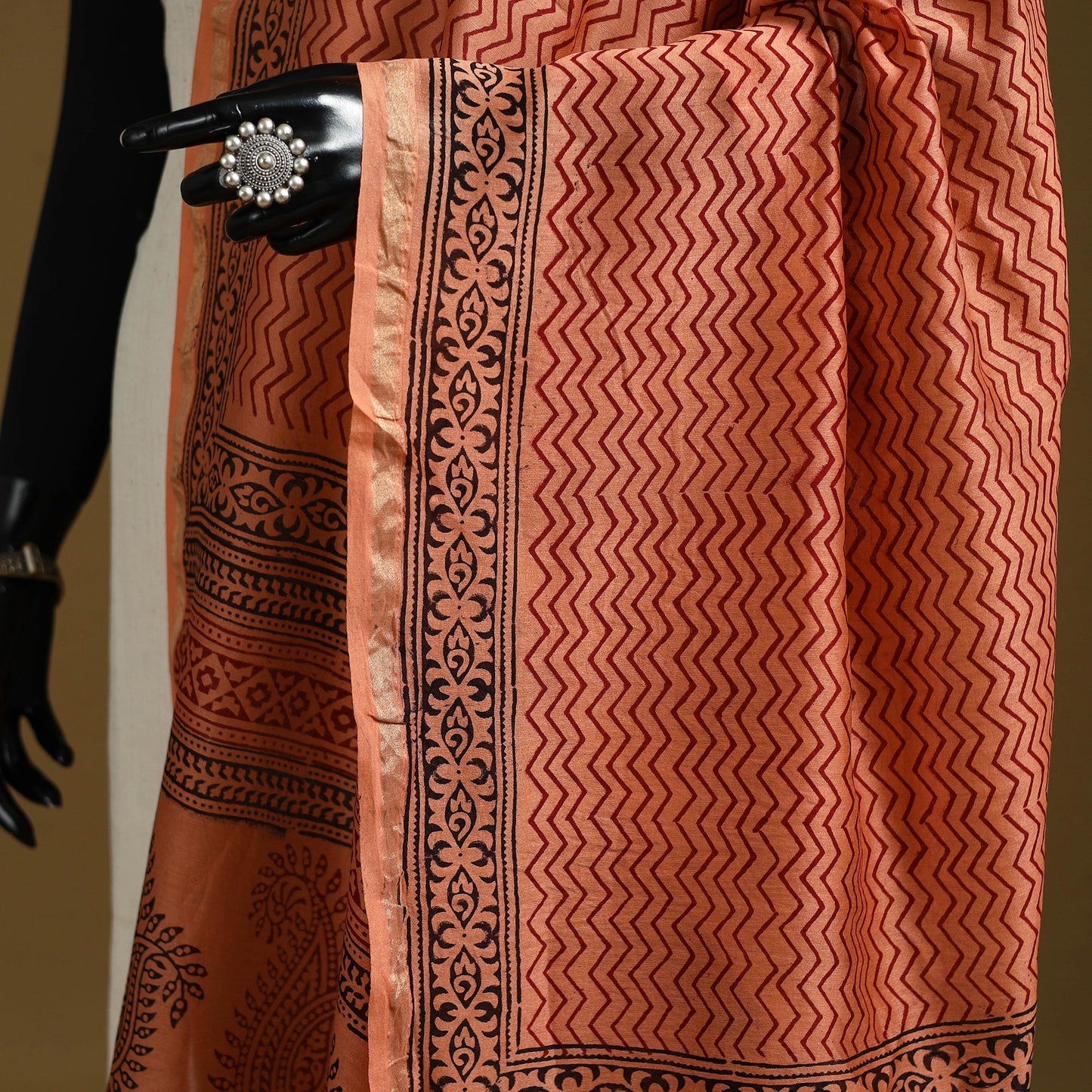 Orange - natural dyed printed chanderi silk bagh dupatta 27