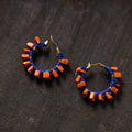 Orange - nitya handmade thread & stone work earrings 01