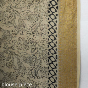 Orange Original Pedana Kalamkari Block Print Chanderi Silk Saree