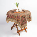 Orange Pedana Kalamkari Block Print Cotton Table Cover