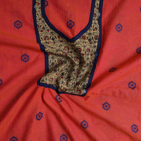 Orange - patchwork cotton jacquard unstitched kurta