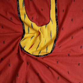 Orange - patchwork cotton jacquard unstitched kurta