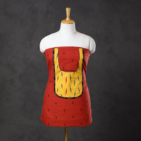 Orange - patchwork cotton jacquard unstitched kurta