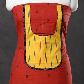 Orange - patchwork cotton jacquard unstitched kurta