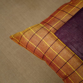 Orange - Patchwork Cotton Kanchipuram Cushion Cover (16 x 16 in) 04