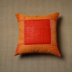 Orange - patchwork cotton kanchipuram cushion cover (16 x