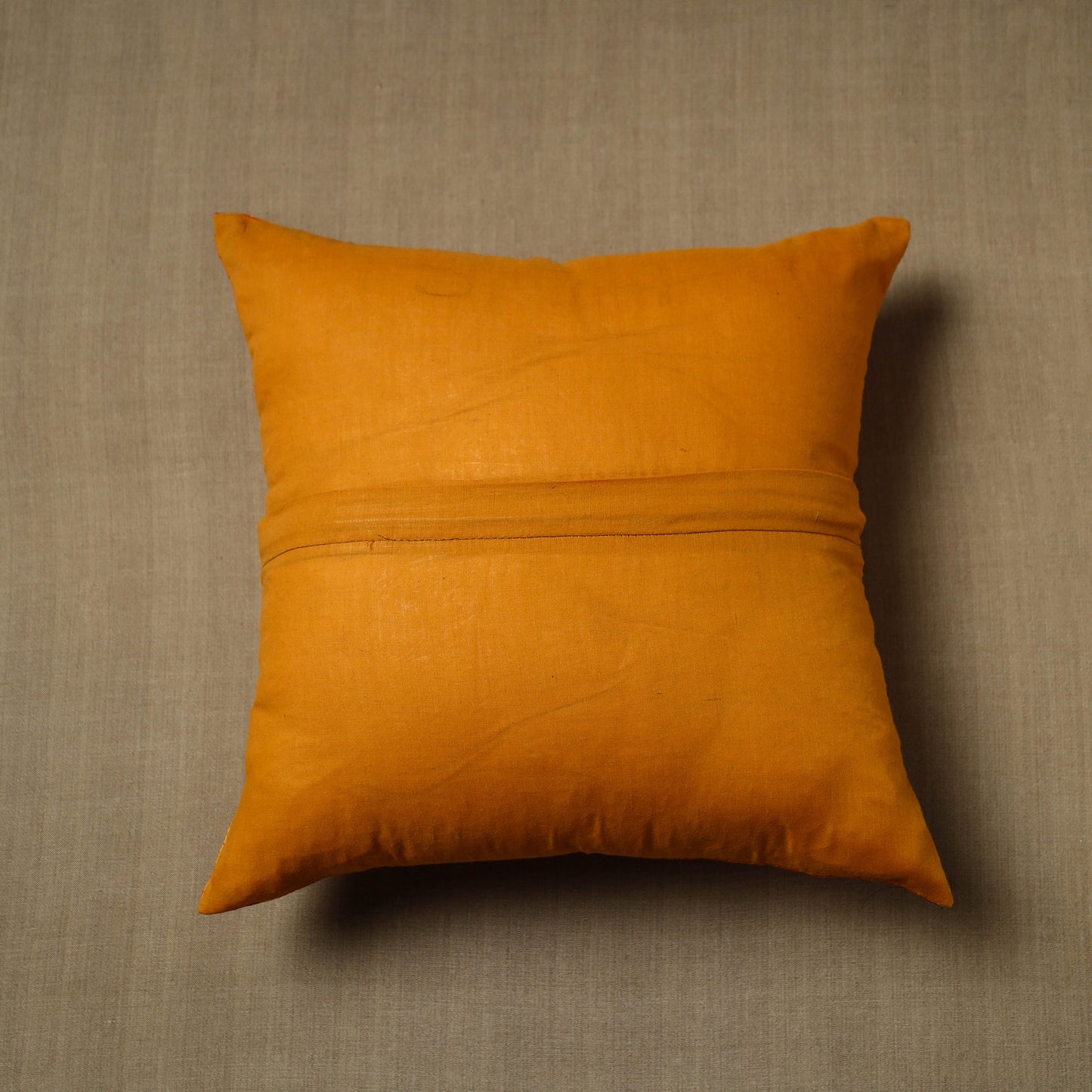 Orange - patchwork cotton kanchipuram cushion cover (16 x