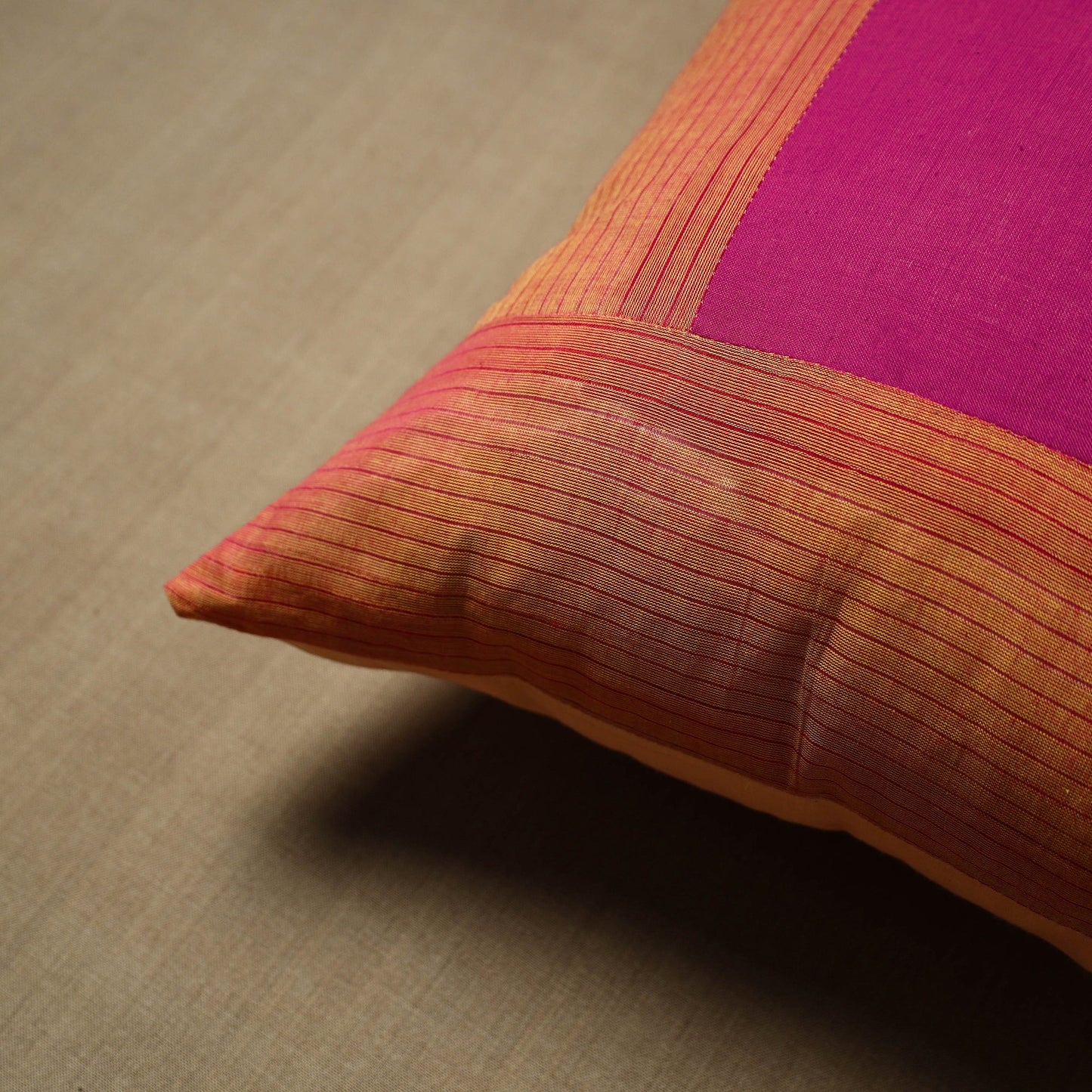 Orange - patchwork cotton kanchipuram cushion cover (16 x