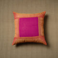 Orange - patchwork cotton kanchipuram cushion cover (16 x