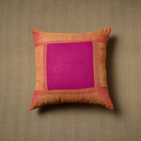 Orange - patchwork cotton kanchipuram cushion cover (16 x