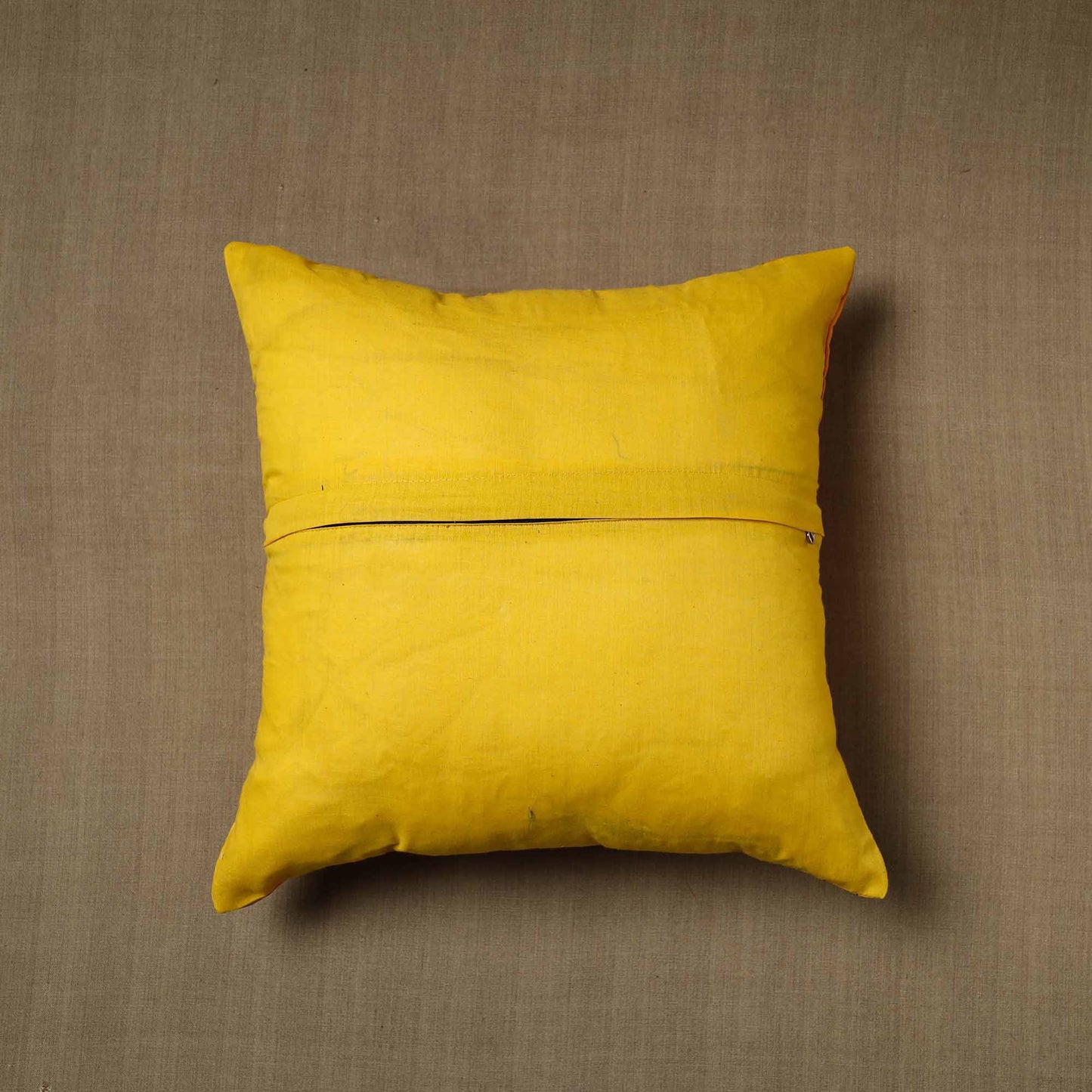 Orange - patchwork cotton kanchipuram cushion cover (16 x