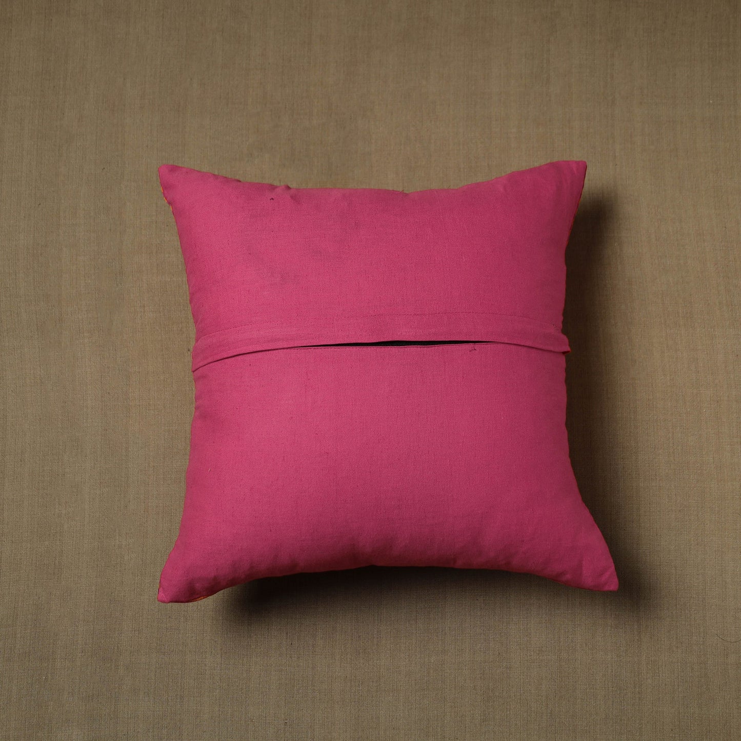 Orange - patchwork cotton kanchipuram cushion cover (16 x