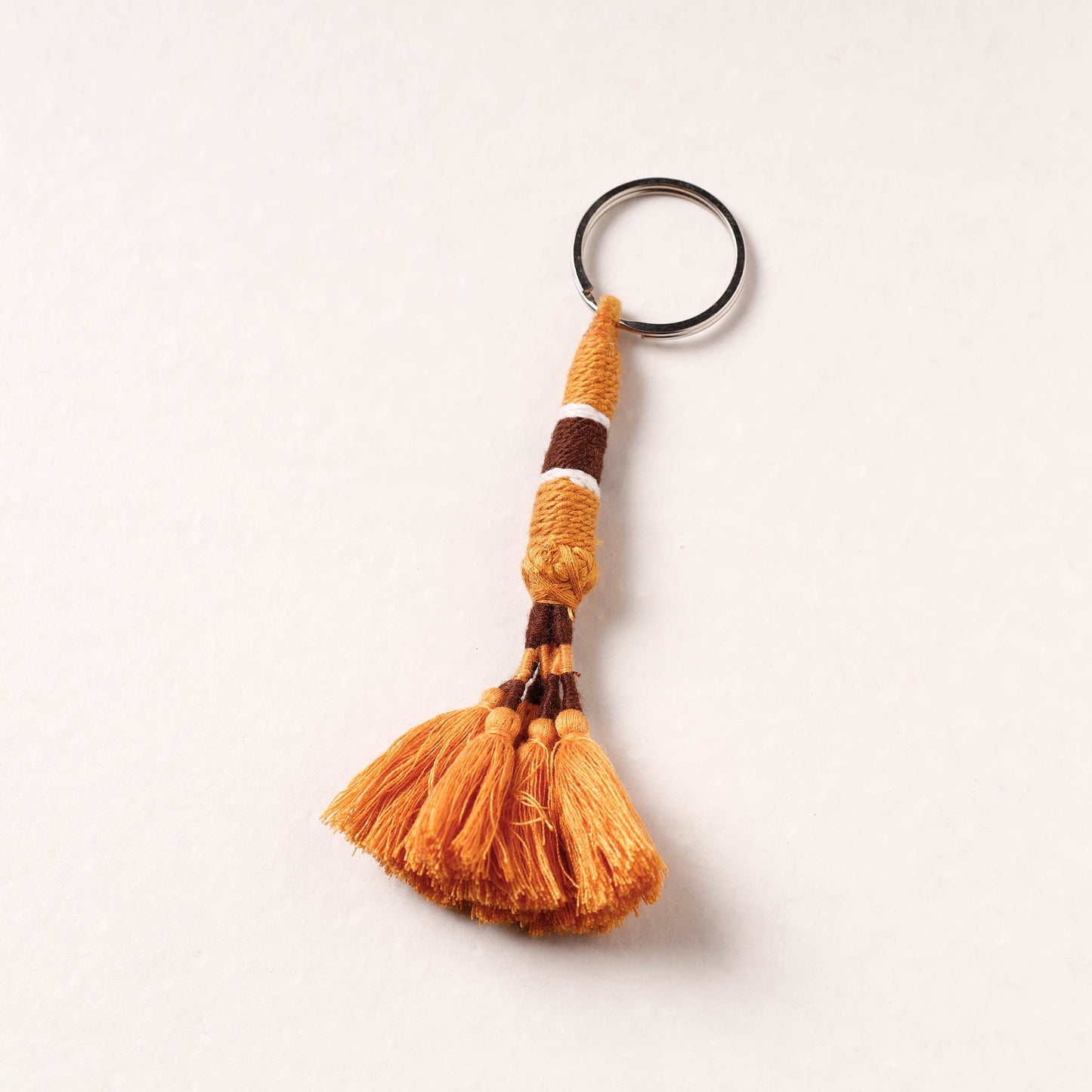 Orange Patwa Bead & Seashell Work Handmade Keychain 