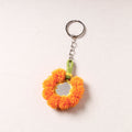 Orange Patwa Bead & Seashell Work Handmade Keychain 