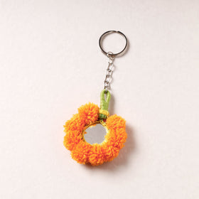 Orange Patwa Bead & Seashell Work Handmade Keychain 