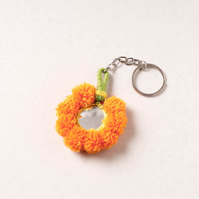 Orange Patwa Bead & Seashell Work Handmade Keychain 
