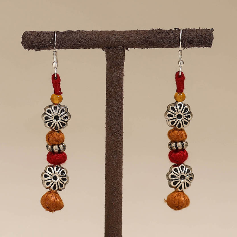 Orange - patwa thread beads earrings by kailash 30