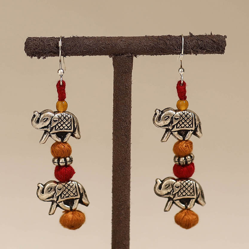Orange - patwa thread beads earrings by kailash 34