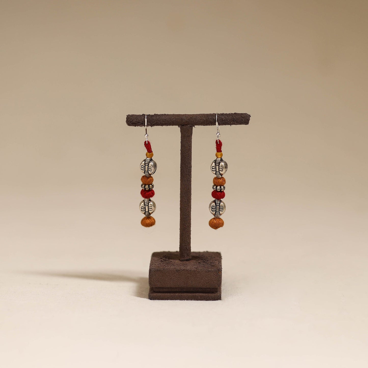 Orange - patwa thread beads earrings by kailash 50