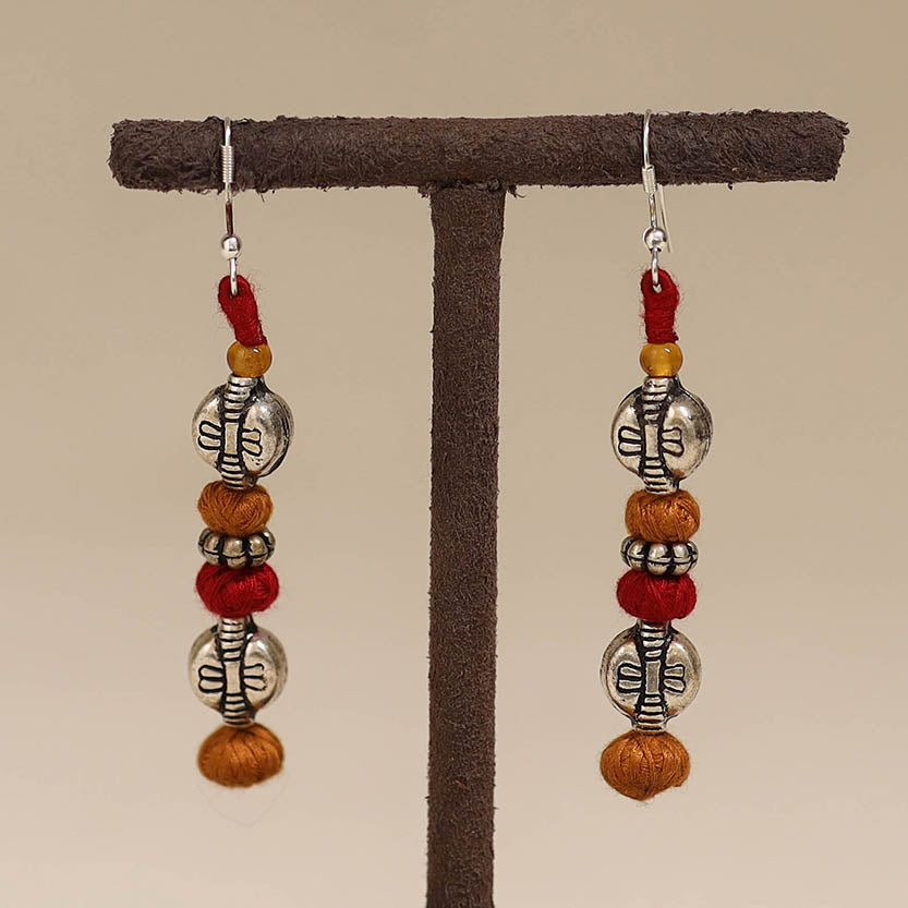 Orange - patwa thread beads earrings by kailash 50