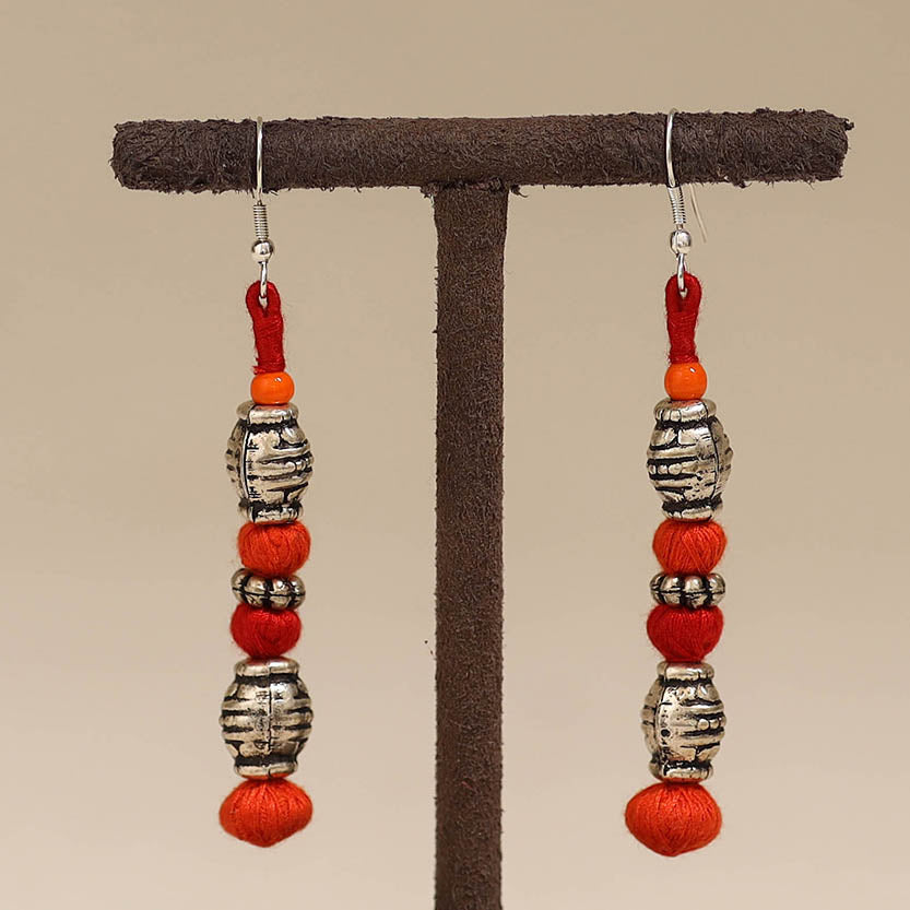 Orange - patwa thread beads earrings by kailash 60