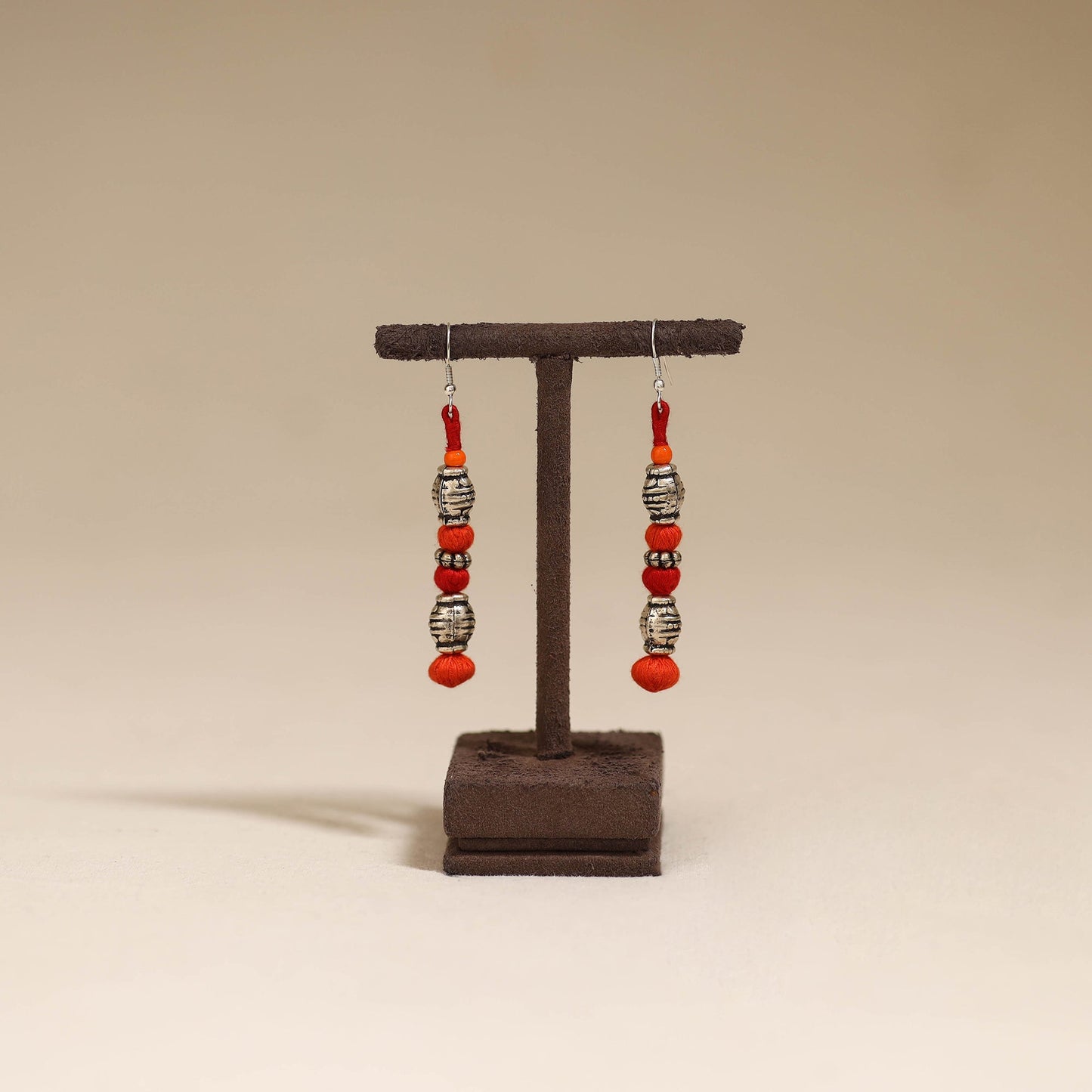 Orange - patwa thread beads earrings by kailash 60