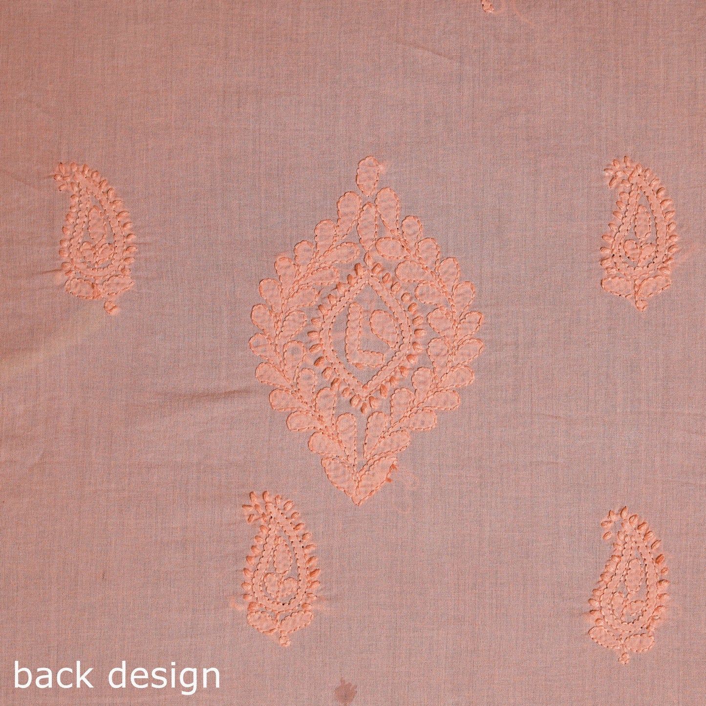 Peach Chikankari Hand Embroidery Mul Cotton Kurta Material 