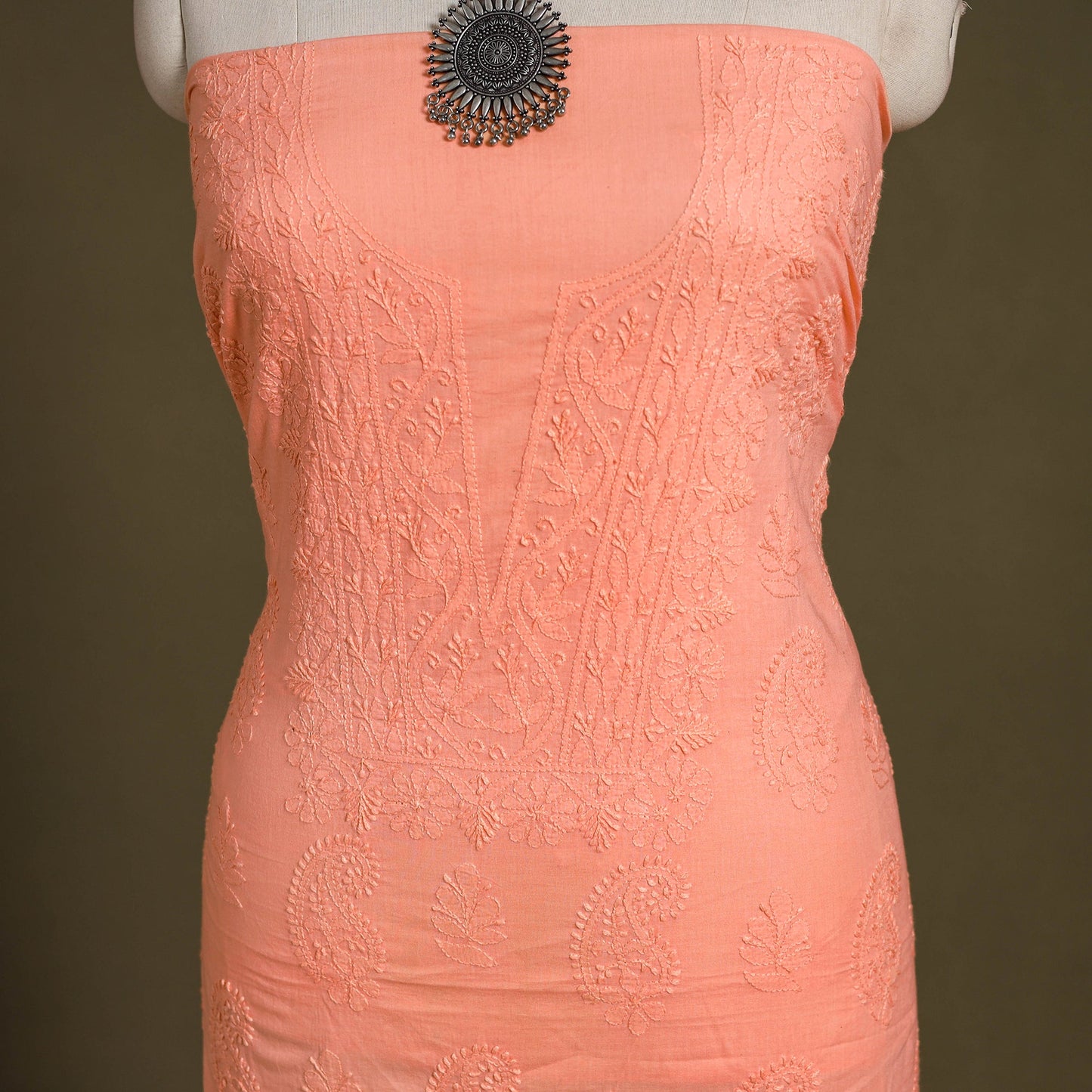 Chikankari Hand Embroidery Mul Cotton Kurta Material 