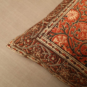  Orange Pedana Block Print Cotton Kalamkari Cushion Cover