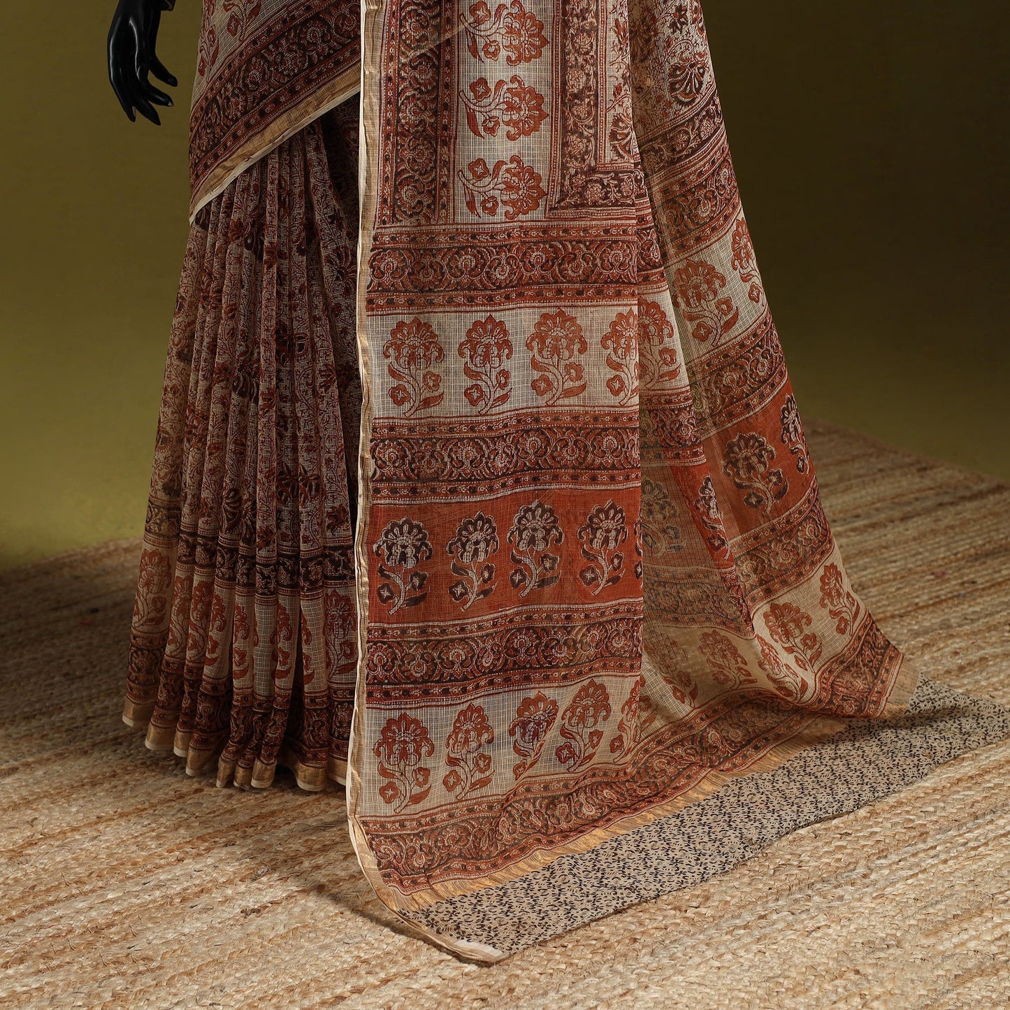 Pedana hand block print natural dyed kota doria cotton